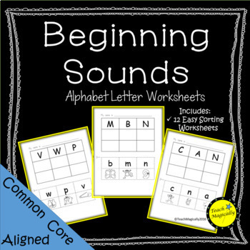 Beginning Sounds and Alphabet Letter No Prep Cut and Paste Worksheets