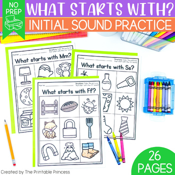 Preview of Beginning Letter Sounds Worksheets | No Prep Letter Sound Activity A-Z