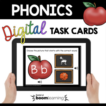 Preview of Letter Sounds Boom Cards™  Kindergarten Phonics - Back to School Apples Digital