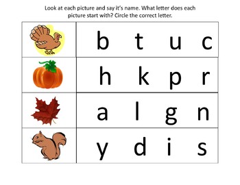 Preview of Letter Sounds Fall Worksheet