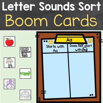 Preview of Letter Sounds Sort Boom Cards Beginning Sounds Phonics Digital Sorting Activity