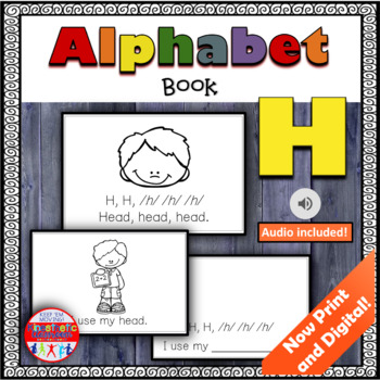 Preview of Letter Sounds and Letter Recognition Alphabet Book | Print & Digital | LETTER H