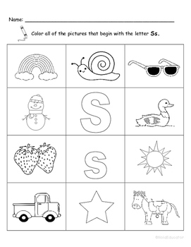 Letter Ss Words Coloring Worksheet by Nola Educator | TpT