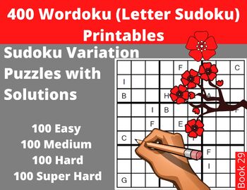 Preview of Letter Sudoku  (" Wordoku " or " Word Sudoku ") - 400 Printable PDF Puzzles