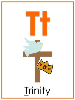 Preview of Letter T Printable Bible Alphabet Poster. Preschool-Kindergarten Phonics.