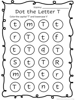 Letter T Recognition Color Dots Letter of the Week Reading Phonics PreK ...