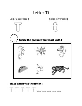 Letter T Worksheet by Simple Resources For You | TPT