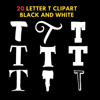 Preview of Letter T clipart black and white