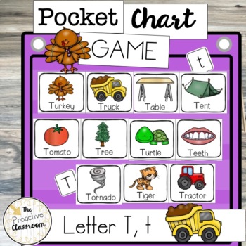 Preview of Letter T, t Pocket Chart Game | Letter Identification | Preschool | Kindergarten