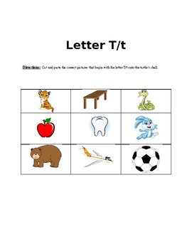 Preview of Letter T/t beginning sound worksheet
