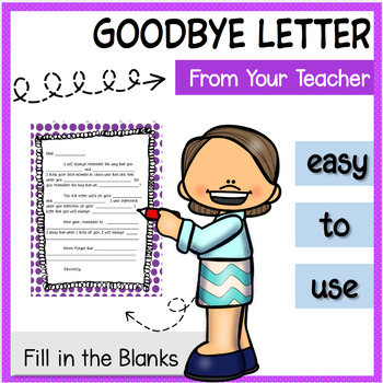 Preview of Letter Template From Teacher to Students End of Year Goodbye