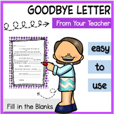 Letter Template From Teacher to Students End of Year Goodbye