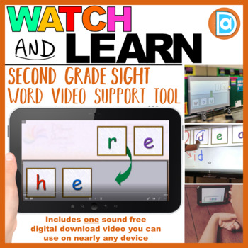 Preview of Here | Watch & Learn Sight Words, Second Grade Sight Word Support Resource