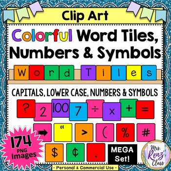 Preview of Letter Tile Clip Art Numbers and Symbols - 174 Letter Tiles