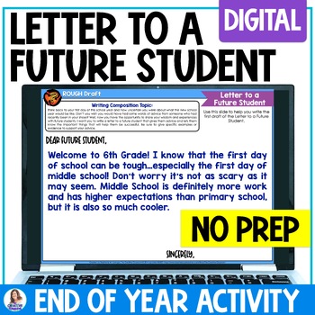 Preview of Letter To A Future Student DIGITAL Writing Activity - End of Year Activity