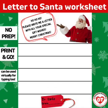 Preview of Letter To santa #2 OT handwriting christmas themed activity