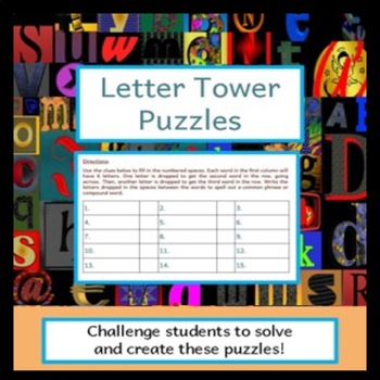 Preview of Letter Tower Puzzles - Solve and Create!