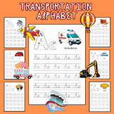 Letter Trace: Capital A-Z : Transportation Alphabet Tracin