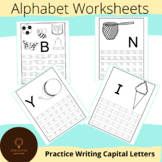 Letter Trace - Capital Letters - Alphabet Tracing - 26 Worksheets