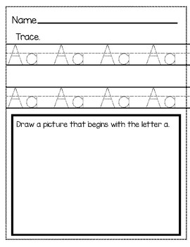 Preview of Letter Trace and Draw a Picture FULL ALPHABET!!