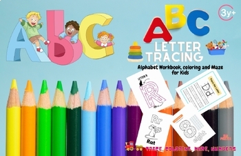 Preview of Letter Tracing Alphabet Workbook, coloring and Maze for Kids