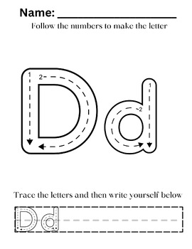 Letter Tracing D by By Your Grace | TPT