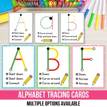 Letter Tracing Flash Cards Beginning Sounds Alphabet Practice Posters ...