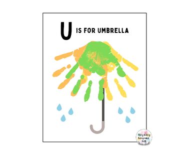 Preview of Letter U Handprint Art Craft Printable Template / Alphabet / U is for Umbrella