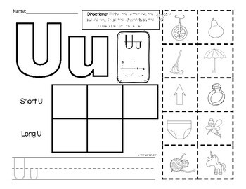 letter u picture sort initial sound by miss zees activities tpt