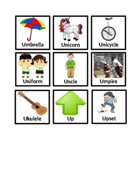 Preview of Letter U Picture Word Cards