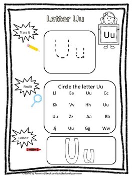 letter u trace it find it color it preschool printable worksheet daycare