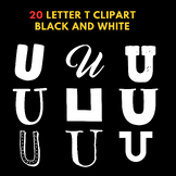 Letter U clipart black and white