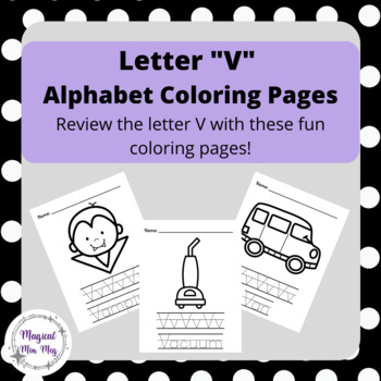 Alphabet V For Vocabulary Reading Lesson Kids Coloring Set