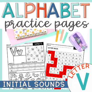 Letter V Alphabet Initial Sound Activity Worksheets with Handwriting ...