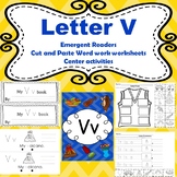 Letter V activities (emergent readers, word work worksheet