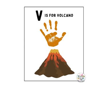 Preview of Letter V Handprint Art Craft Printable Template / Alphabet / V is for Volcano