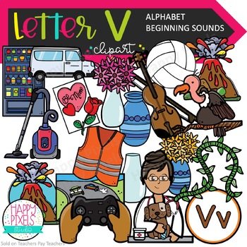 Preview of Letter V Objects Images -  V Letter Words Images -  Pictures - Letter Clipart