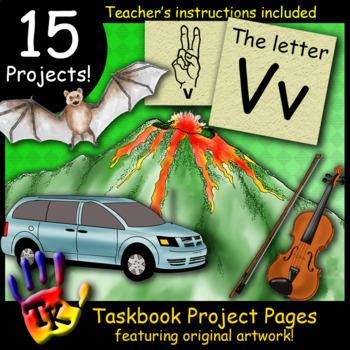 Preview of Letter V TK Taskbook Interactive Notebook Workbook Recognition Phonics ASL