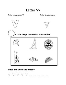 Letter V Worksheet by Simple Resources For You | TPT
