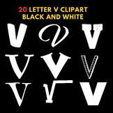 Letter V clipart black and white