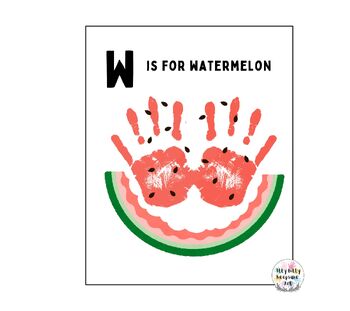 Preview of Letter W Handprint Art Craft Printable Template / Alphabet / W is for Watermelon