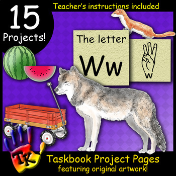 Preview of Letter W TK Taskbook Interactive Notebook Workbook Recognition Phonics ASL