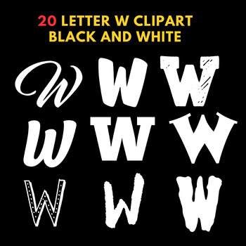 Preview of Letter W clipart black and white