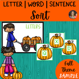 Letter Word Sentence Sort Sample