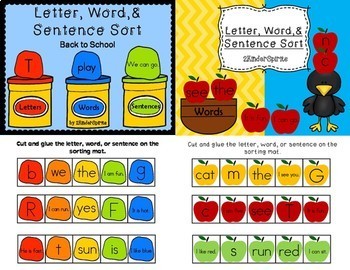 Preview of Letter Word and Sentence Sort Bundle