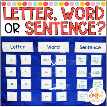 Preview of Letter Word or Sentence Sort | Beginning of the Year Writing Activity
