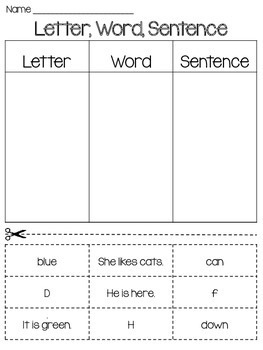 Letter, Word, or Sentence Sorts Cut and Paste by I Heart ESOL | TpT