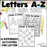 Letter Work A-Z No Prep Alphabet Worksheets for Preschool 