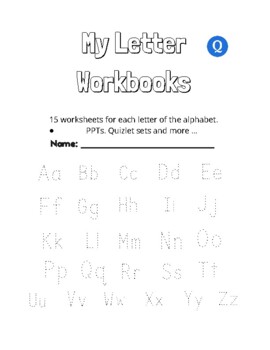 Preview of Letter Workbooks (24).  ELA. ESL. Phonics. Vocabulary. Digital. Flashcards.