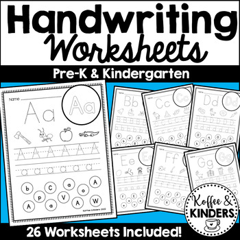 Handwriting Worksheets - Pre-K & Kindergarten [[26 PAGES!]] | TpT